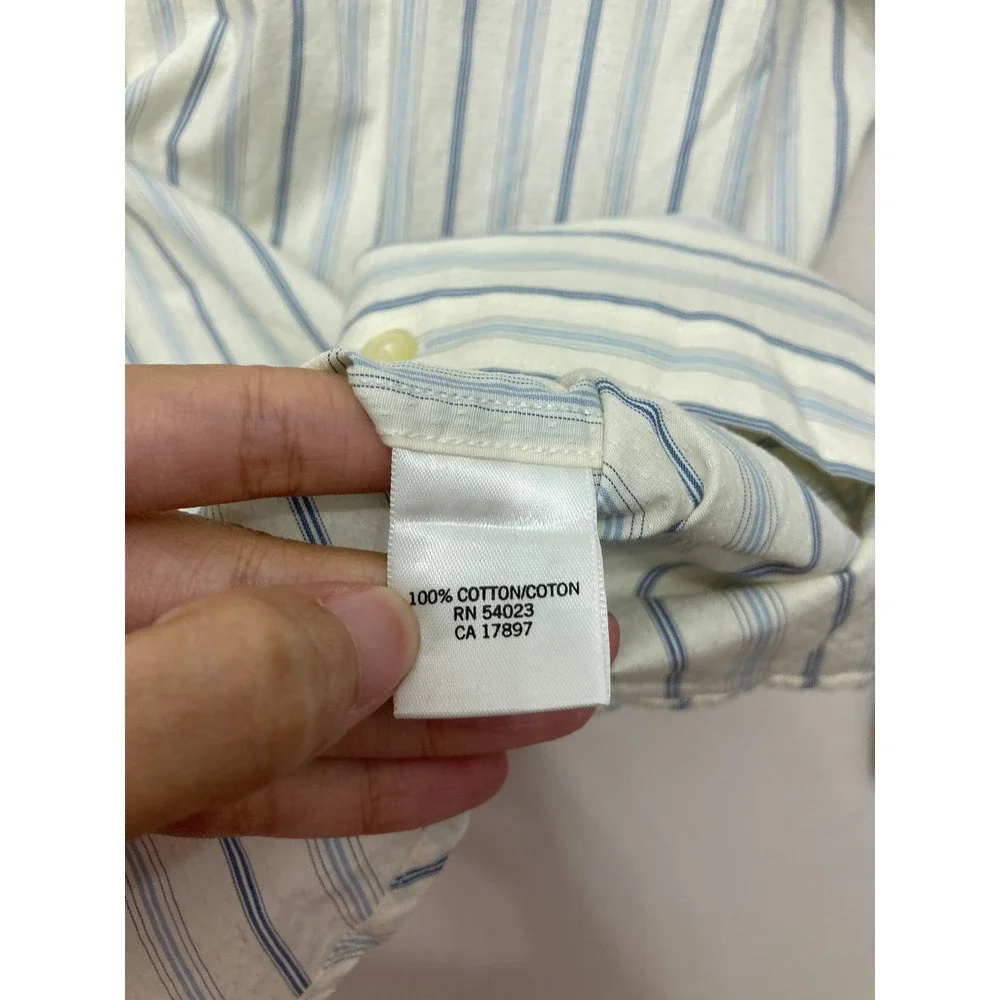 New Banana Republic Button Down Shirt XL Blue White Striped Cotton Long Sleeve